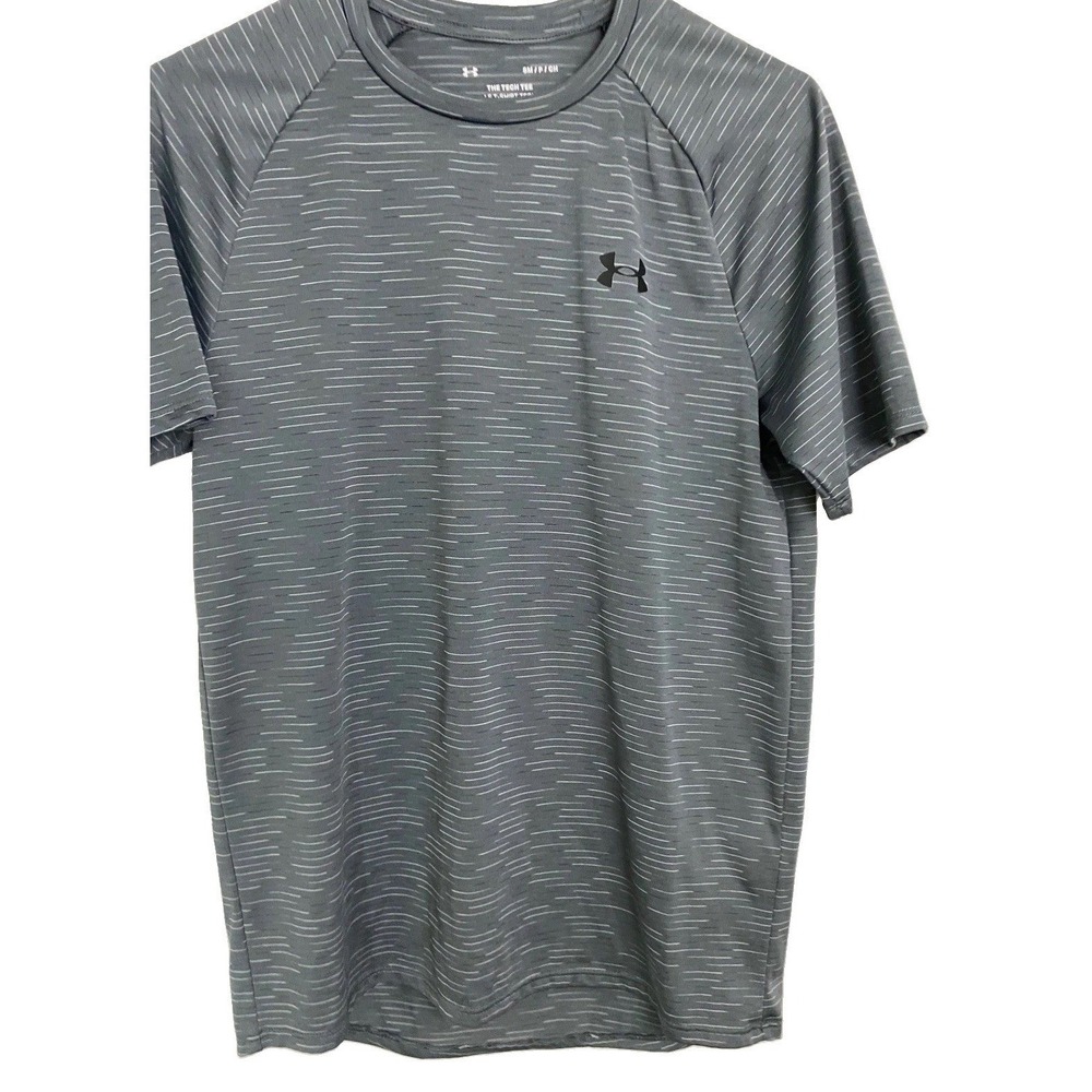 Under Armour‎ Tech Tee Mens S Gray Striped Loose Fit Raglan Shirt Athei